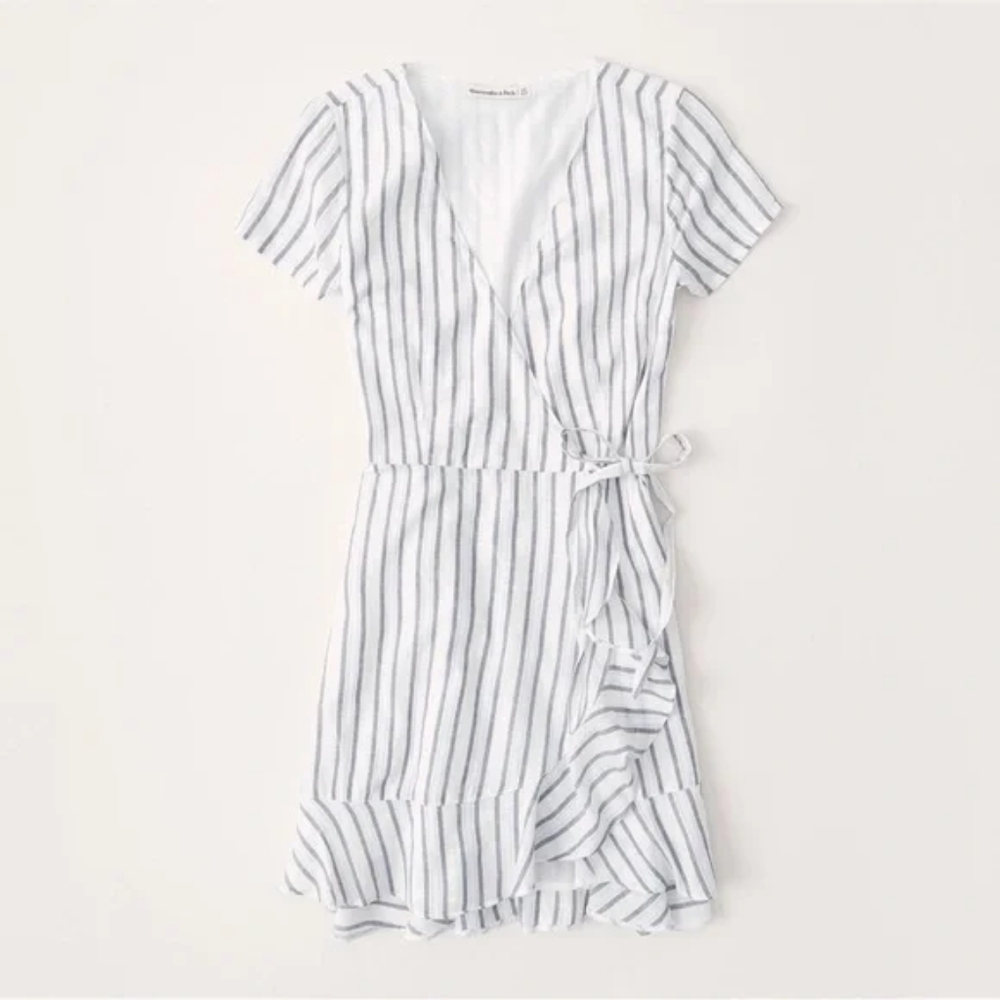 Abercrombie & Fitch Linen Wrap Mini Dress